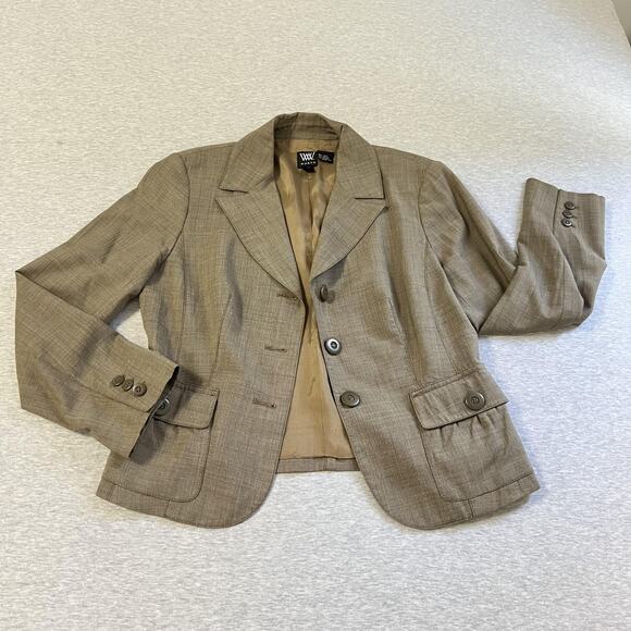 Worth Jackets & Blazers - Worth Blazer Womens‎ 8 Lightweight Brown Wool Blend Tailored Career Jacket